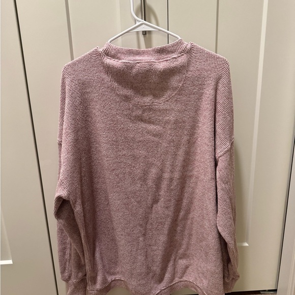 Aerie Soft Pink/Light Ted Knit Pullover Sweatshirt - Picture 2 of 3